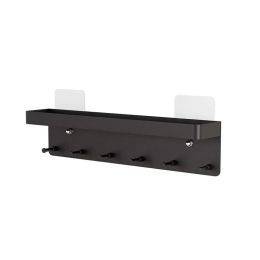 rails 6 haken wandrek plank modern kledingopbergrek haak handdoek kleerhanger sleutelhanger plank handschoen opbergdoos koolstofstaal zwart