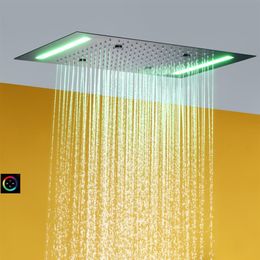 Pluie et atomisation salle de bain pommeau de douche 100V-240V courant alternatif LED écran tactile contrôle bain haut douche mitigeur robinet Set252D