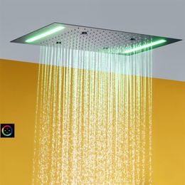 Pluie et atomisation salle de bain pommeau de douche 100V-240V courant alternatif LED contrôle de l'écran tactile bain haut douche mitigeur robinet Set2215