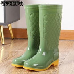 Bottes de pluie botte de travail pour adultes, chaussures d'eau à Tube haut, antidérapantes, couleur unie unique, imperméable, caoutchouc à carreaux, 230822