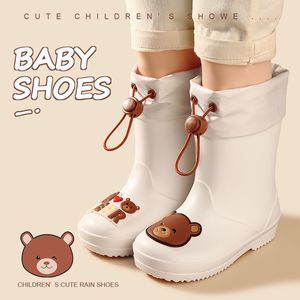 Regenlaarzen kinderregenschoenen Cartoon Jongens Meisjes Baby Waterdichte schoenen Rubberen stropdas Mond Antislip Regenlaarzen laarzen 230906