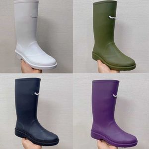 Designer Rubber Rain Boots Knie Boot 23FW Luxe regenlaarsschoenen platform knie-high waterdichte casual stijl Welly Boot No431