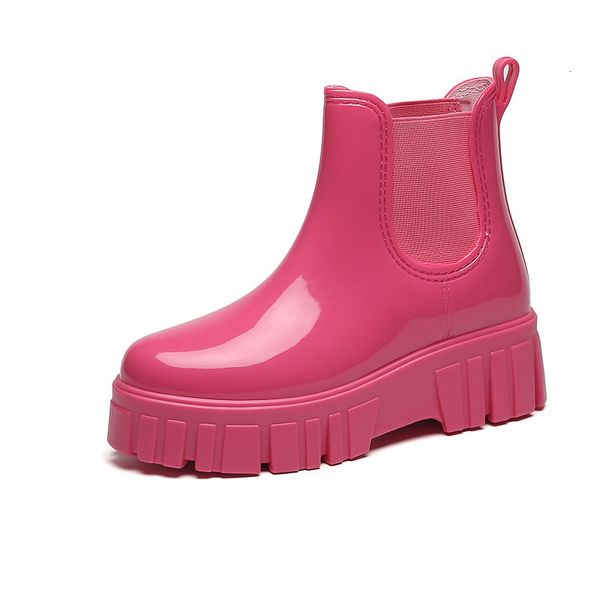 Botas de lluvia con plataforma para mujer, chanclos de jardín, zapatos antideslizantes de goma impermeables para mujer, botas de pesca, zapatos de agua 230114