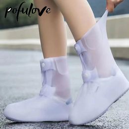 Bottes de pluie Pofulove couvre-chaussures en plein air hommes femmes imperméable anti-dérapant épaissi résistant à l'usure goutte d'eau en gros 230718