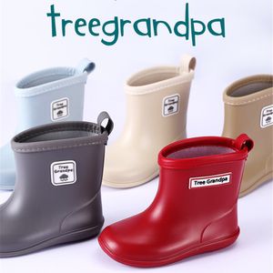 Regenlaarzen vaste kinderen regenlaarzen buiten pvc waterdichte Japan baby regenachtige schoenen peuter meisje jongen anti slip zacht water laarzen 230912