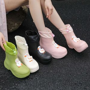 rain boots Botas de lluvia de suela gruesa para mujer, zapatos de lluvia antideslizantes impermeables con dibujos animados lindos a la moda, ropa exterior informal, Botas de lluvia 230302