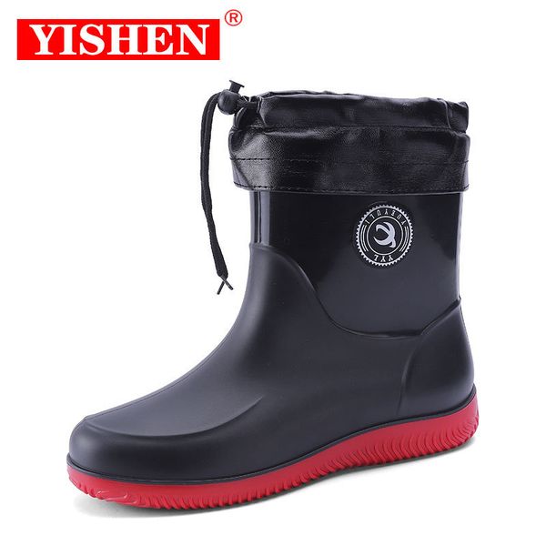 Botas de lluvia YISHEN Botas para hombre Botas de lluvia impermeables con zapatos de jardín de trabajo de felpa cálidos extraíbles Bota de pesca segura antideslizante de goma para las cuatro estaciones 230920