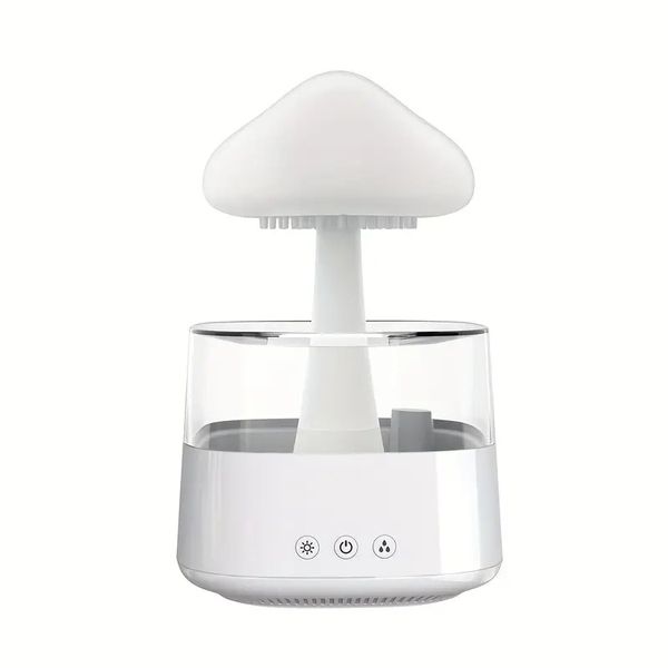 Humidificateur de nuage de pluie, humidificateur mignon, diffuseur d'huile, lumière de nuage, humidificateur de champignon pour chambre et bureau, le bruit de la pluie vous aide à dormir et à vous détendre