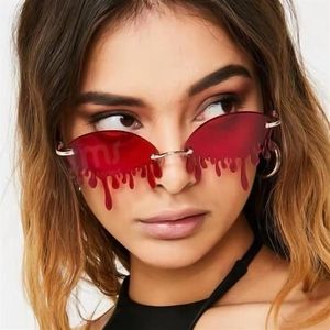 Rain Cloud Randloze Zonnebril Vrouwen Shades Vintage Mode Kleurrijke Traan Drip Zonnebril Grappige Party Brillen UV 400276o