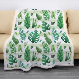 Rain Forest Big Leaf 3D Gedrukt Fleece Deken voor Bedden Dikke Quilt Mode Bedspread Sherpa Throw Deken Volwassenen Kinderen