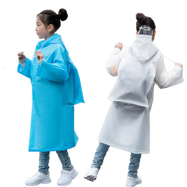 Rain Gear Chubasquero para niños Color sólido Niños Mochila escolar Alumnos que caminan largos Engrosamiento Niñas Chubasquero Chaqueta Poncho 230511