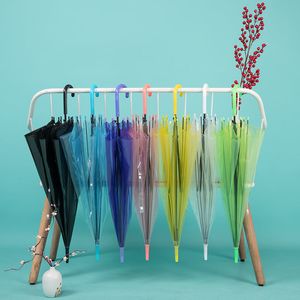 Rain Gear Clear Transparent Rain Umbrella PVC Rain Dome Wedding Party Umbrellas Adult Long Handle Straight Stick Small Umbrella for Kids 230508