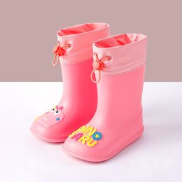 Regenuitrusting Est Girl Rainboots Classic Waterproof Children's Shoes Kids Rain Boots PVC Rubber Boots Kids Baby Water Shoes Boy Rain Boots 230511