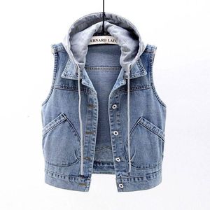 Vêtements de pluie Printemps Automne Femme Étudiante Sauvage Denim Gilet Femmes Enfants Filles D'été Lâche Hoodies Gilet Veste Courte Jeans Manteau 230520