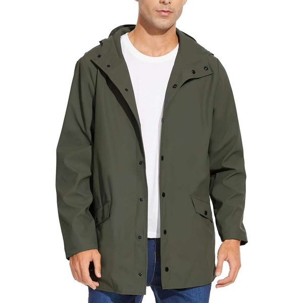 Veste de pluie imperméable pour hommes, manteau de pluie léger avec capuche, coupe-vent Long et respirant, Trench