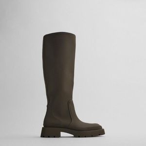Regenrubber sexy ontwerper dameslaarzen dijschoenen hoge hakken rond teen winter schoenen mode over de knie 575