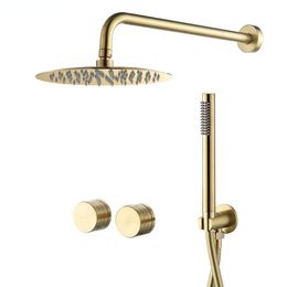 Ensemble de système de robinet de douche pluie salle de bain or brossé mitigeur de bain noir bronze laiton inverseur tenu dans la main 10 pouces tête mur bras Kit