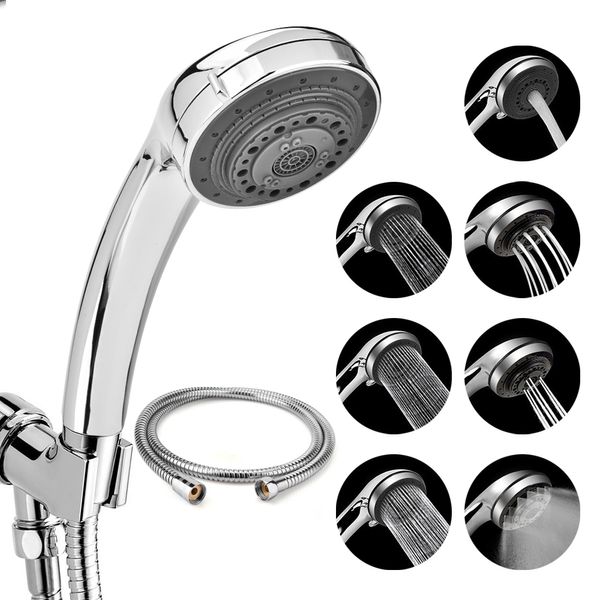Pomme de douche à pluie Set pour accessoires de salle de bain Pomme de douche à économie d'eau réglable Haute pression avec tuyau Robinet de douche à main LJ201204