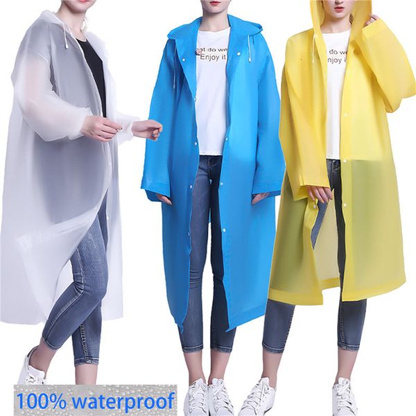 Rain Wear 1 pièces haute qualité EVA unisexe imperméable épaissi imperméable manteau de pluie femmes hommes noir Camping imperméable vêtements de pluie costume 230904