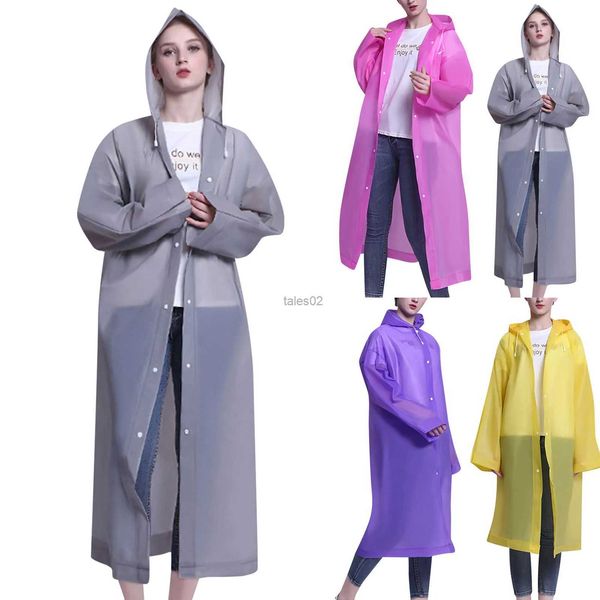 Ropa de lluvia Moda Mujer hombre EVA Chubasquero transparente Portátil Viajes al aire libre Ropa impermeable Impermeable Camping Ponchos con capucha Cubierta de lluvia de plástico zln231109