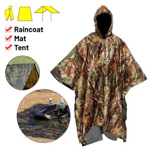 Vêtements de pluie Imperméables 3 en 1 Imperméable Multifonctionnel Imperméable Poncho de Pluie Sac à Dos Randonnée Housse de Pluie Moto Auvent Extérieur Camping Tente Tapis 230329