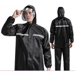 Costume de pluie imperméable veste respirante manteau pantalon adulte hommes avec bande réfléchissante imperméable pour voyage pêche randonnée 231025