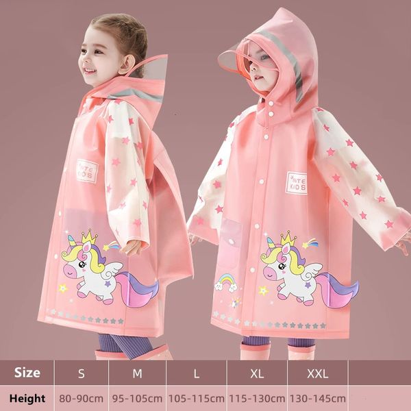 Vêtements de pluie imperméable licorne pour enfants, veste imperméable dinosaure, sac à dos, position étudiant 231025