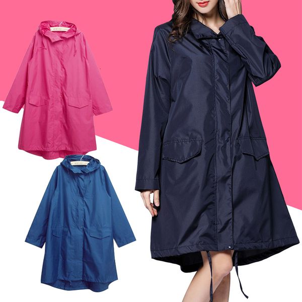 Ropa de lluvia Mujeres Impermeable Hombres Rompevientos Ropa de lluvia Poncho con capucha Cremallera a prueba de viento portátil Motocicleta Ropa impermeable Chaqueta de lluvia para adultos 230603