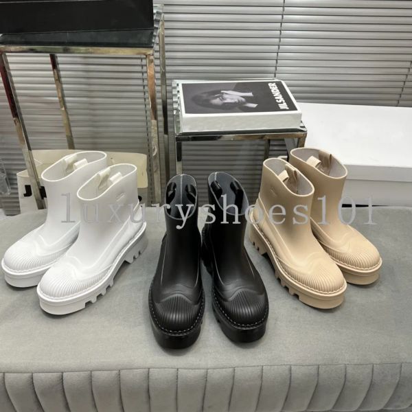 Raina Rain Boot Designer Chaussure Femmes Bottillons En Caoutchouc En Relief Bottines Plateforme Fond Épais Rainboots