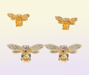 Rainbamabom Vintage 925 Solid Sterling Silver Citrine Gemstone Yellow Gouden Earrings Ear Buds Dames Fijne sieraden hele22363689073839