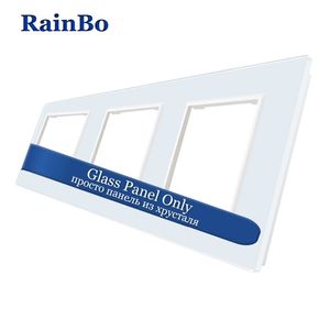 RainBo Luxurytriple CrystalGlass Panel3Frame 222mm80mm EU Standardwall socketDIYAccessories A3888WB1 T200605