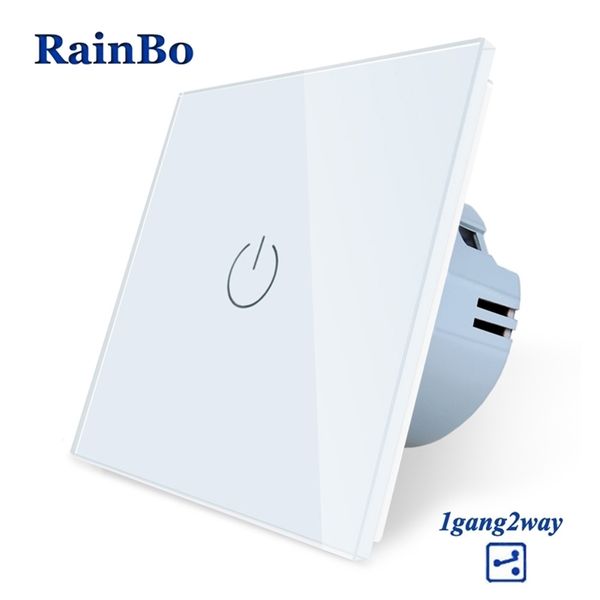 RainBo Stairs-Crystal Glass-Panel wall-switch EU-Standard AC250V LED Touch-Switch Screen-Wall Light-Switch 1gang-2way A1912CW/B T200605