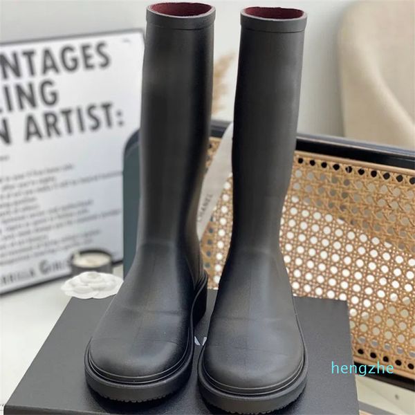 Botas de lluvia Botas Punta redonda Tacón plano Suela de goma Diseñadores de mujeres Calzado casual Calzado Tamaño 35-40