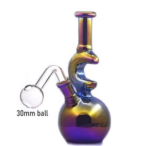 Arc-en-ciel 14mm femelle verre Bong narguilés bécher Bongs épais recycleur Ashcatcher classique fumer conduites d'eau avec Diwnstem tuyau de brûleur à mazout 1 pièces