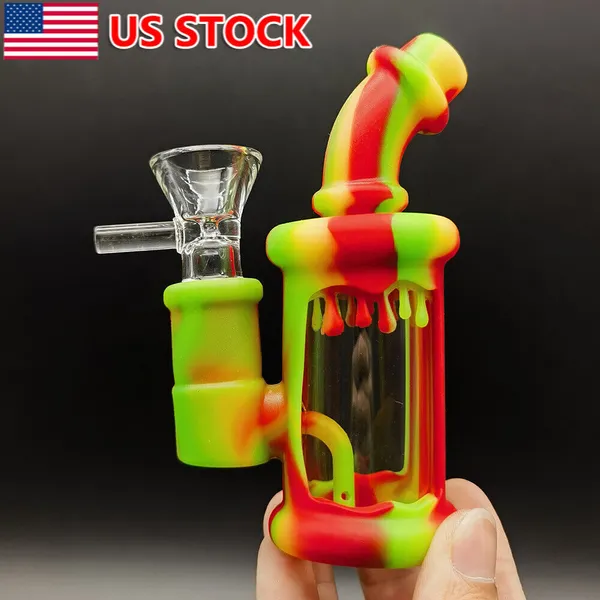 Arc-en-ciel 4,5 pouces bouilloire narguilé conduite d'eau fumer Bong verre barboteur Shisha Pipe