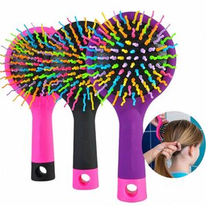 Rainbow Air Volume Paddle Peigne à cheveux Brosse avec miroir de maquillage Démêlant Cheveux Curl Massage droit Peigne Brosse Outil de coiffure e7g7 #