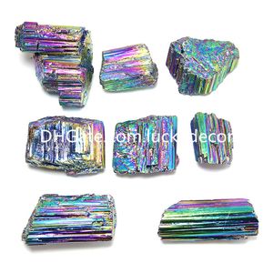 Morceaux de cristal de tourmaline arc-en-ciel Aura, décoration irrégulière, revêtement en titane, pierres de tourmaline noire naturelle brute et brute, spécimen de roche minérale pour la protection de la mise à la terre