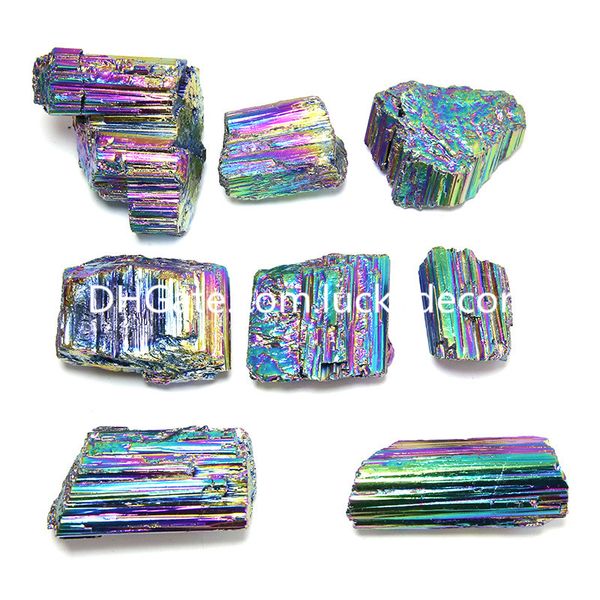 Rainbow Aura Turmalina Cristal Trozos Decoración Irregular Titanio Recubierto Crudo áspero Natural Negro Turmalina Piedras Mineral Roca Espécimen para protección Conexión a tierra