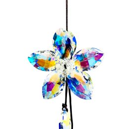 Rainbow Aurora ab couleur Horse Eye Petal Flower Prism Glass Crystal Pendant Fairy Garden Streamer Suncatcher Slebing Hanging Decor