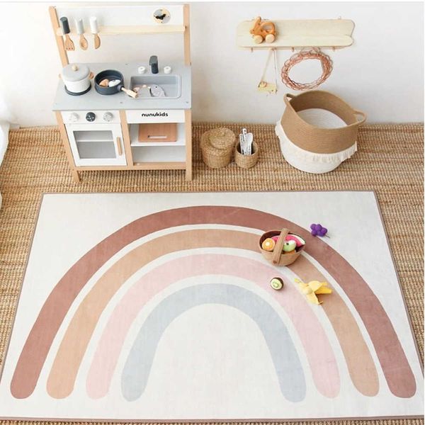 Rainbow Baby Play Mat Niños Gateando Alfombra Piso Alfombra Niños Carpas Manta Dormitorio Sala de estar Decoratioin Pographic Props 210724