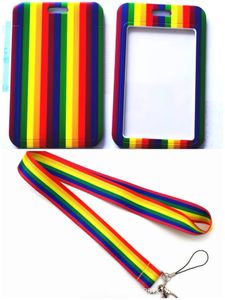 Regenboogtas sleutelhangers lanyard nekriem voor id kaarthouder met lanyards kantoor nek snaren/riem USB camera diy telefoon hang slings touw dhgate