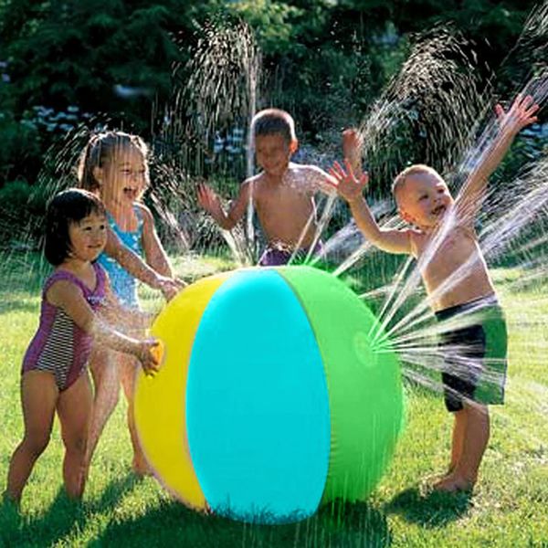 Rainbow Ball Iatable Sprinkler Ball Ball Water Globos de verano para niños al aire libre Toy natti