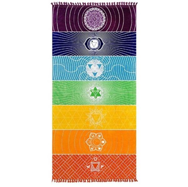 Serviette de plage arc-en-ciel 100% coton, tapisserie de haute qualité, tapis de Yoga, motif coloré, vente en gros, 75x150 cm