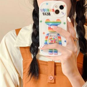 Rainbow Bear iPhone Case 13 Phone Case 11 tridimensionnel 12pro soft x anti-drop xr rose bleu xsmax tide