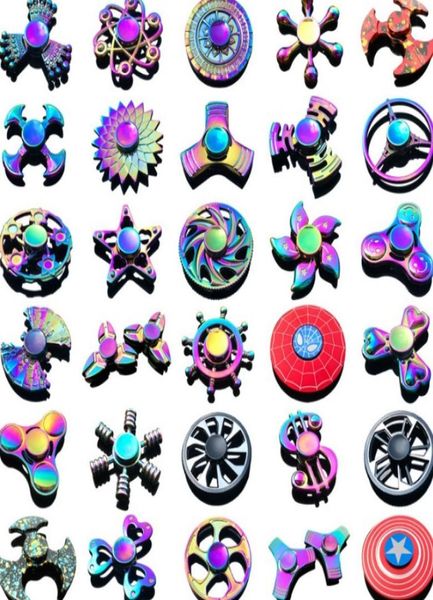 Rainbow Beyblade Pack Spinner Metal Star Flower Skull Dragon Dragon Wing Hand Spinner pour l'autisme ADHD Kids Adults Antistres Toy3460099