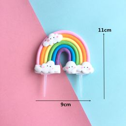 Rainbow Cake Topper Star Cloud Cupcake Decor Sofa Clay Cake Decor Baby Shower One Fappy Birthday Fiest Decor Nid Girl Boy