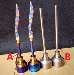 Rainbow Carb Cap Tool GR2 Titanium Ti Dabber 14mm 18mm vs Ceramic Nails Quartz Glas voor Water Pipe Pong