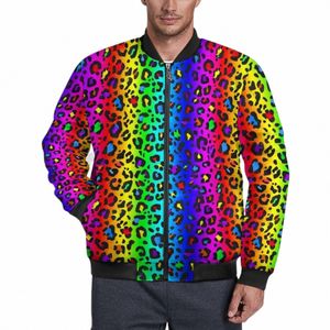 Regenboog Casual Jassen Mannelijke Zwarte Luipaardprint Jassen Herfst Trendy Jas Waterdicht Grafisch Bovenkleding Kleding Big Size j6Ga #