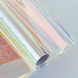 Film de cellophane transparent arc-en-ciel, papier d'emballage de fleurs irisé, artisanat, cadeau, bouquet, emballage imperméable, papier de soie Origami 240122