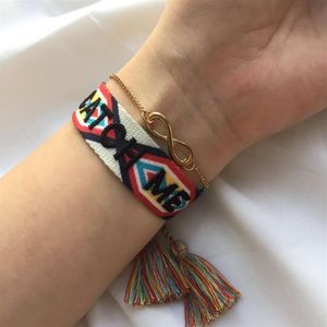 Bracelet couleur arc-en-ciel pour femmes, bracelets d'amitié tissés, camping d'été, lavable, avec pompons et tailles réglables, 3253